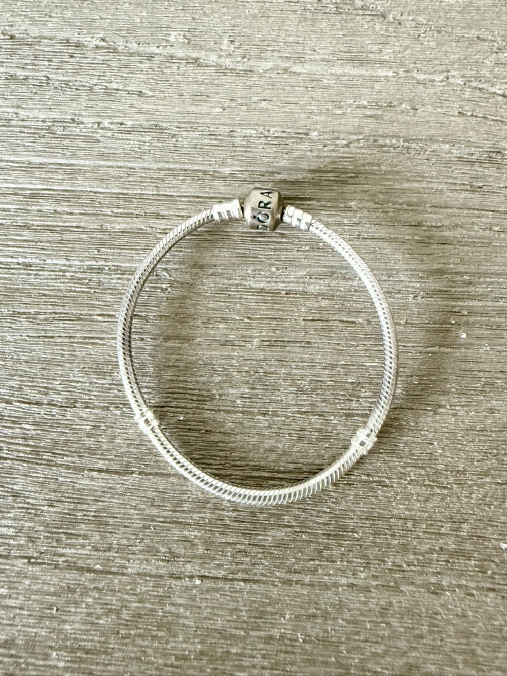 Pandora Silver Snake Chain Bracelet with Branded Barrel Clasp